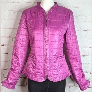 ESCADA Sport Ruffle Trim Lightweight Purple Pink Nylon Jacket Size S US 36 EU